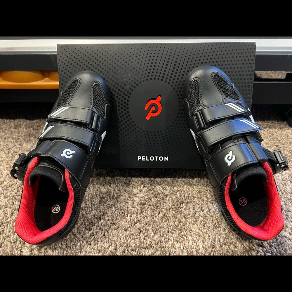 Peloton cycling shoes (no clips included). Size 38